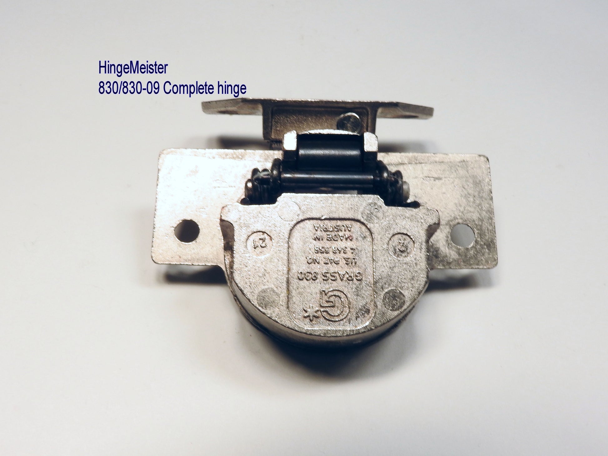 Grass 830-09 hinge  Hingemeister 830 hinge cup in the Nickel finish