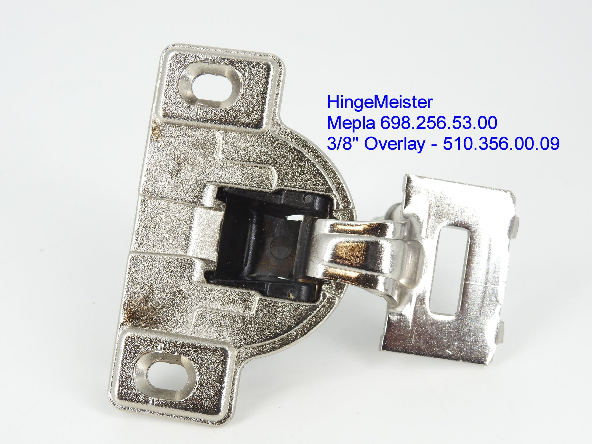 Mepla Cabinet hinge 698.256.53.00   3/8" overlay  510.356.00.09  Flat top