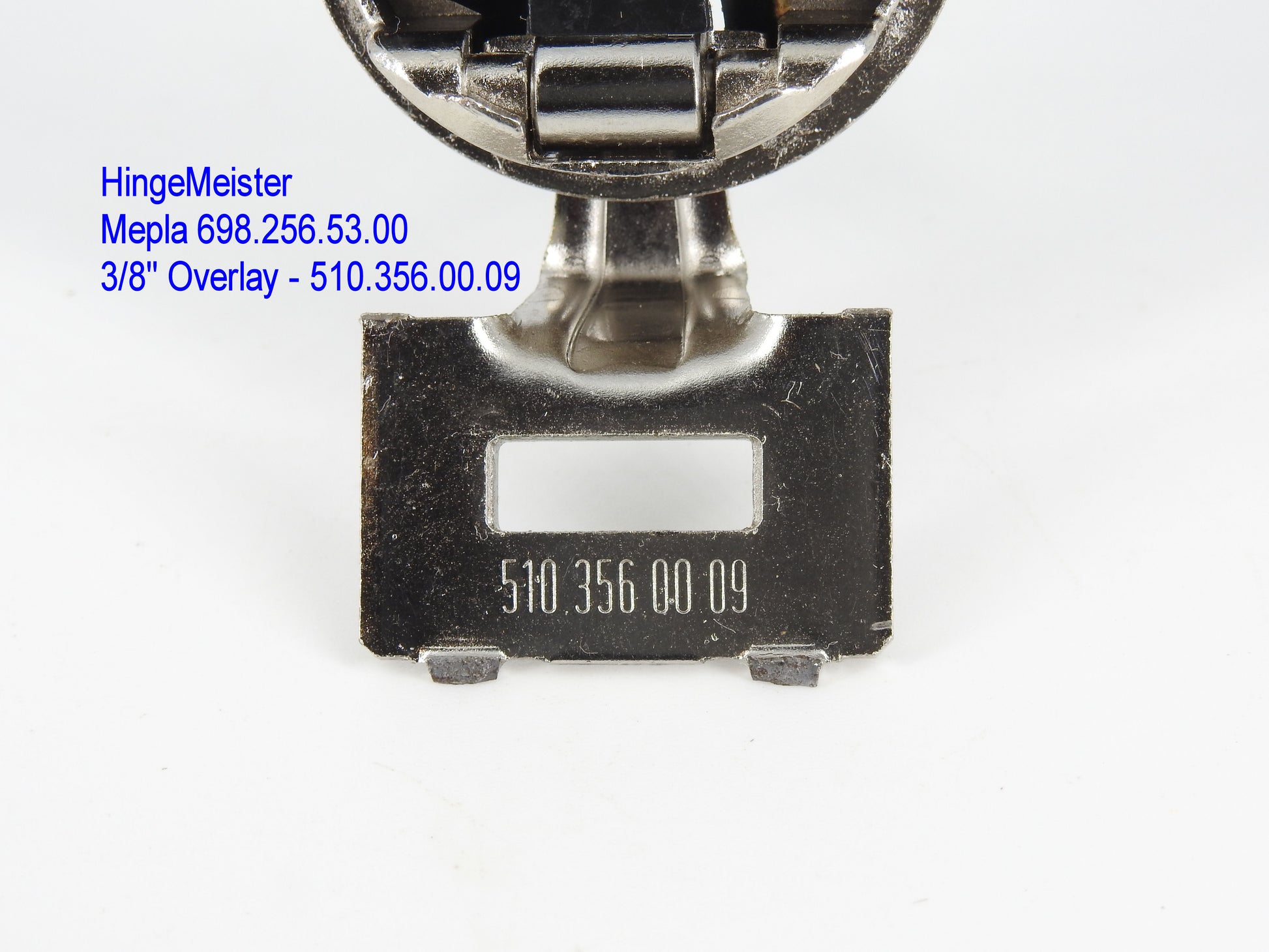 Mepla Cabinet hinge 698.256.53.00   3/8" overlay  510.356.00.09  Flat top