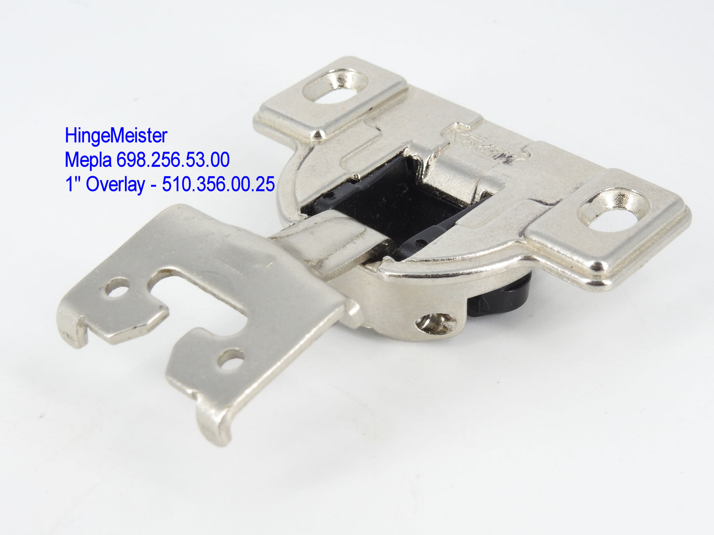 HingeMeister - Mepla cabinet hinge 698.256.53.00 1" overlay with the 510.356.00.25 mounting plate