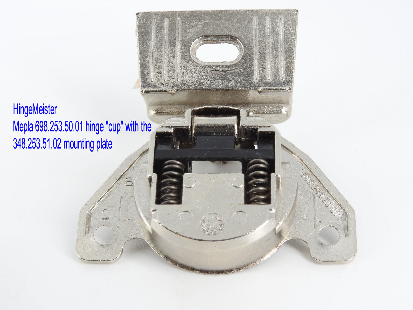 Mepla 698.253.53.01 - 1/2" Overlay - 348.253.51.02 - Round top hinge - Refurbished