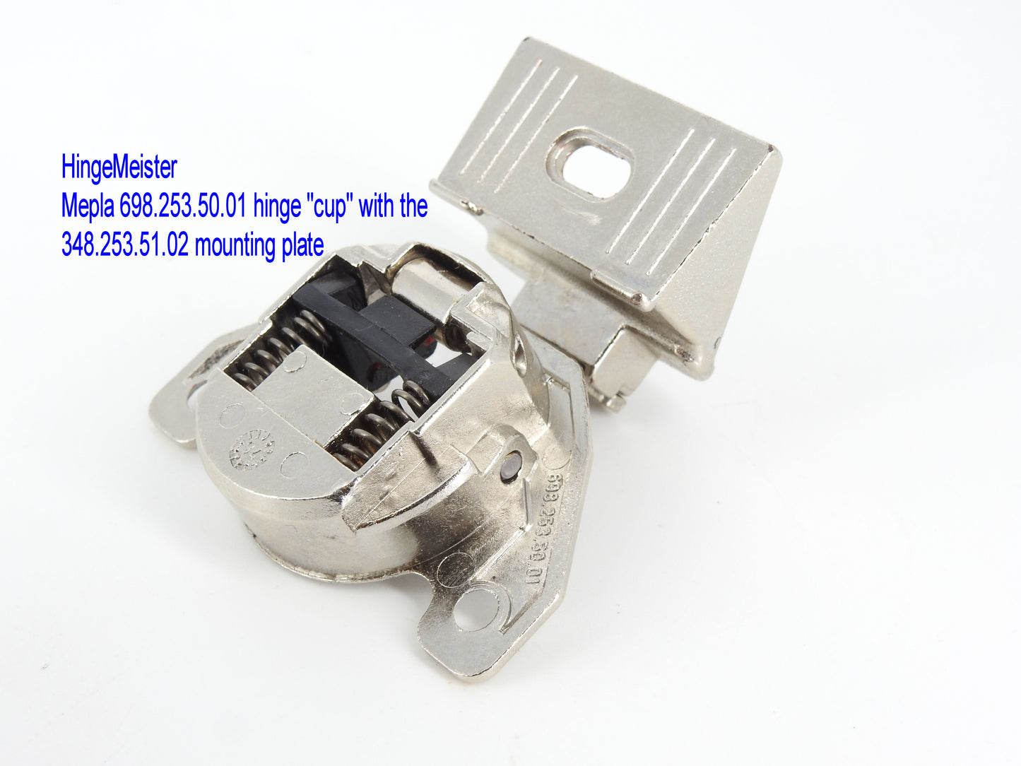 Mepla 698.253.53.01 - 1/2" Overlay - 348.253.51.02 - Round top hinge - Refurbished