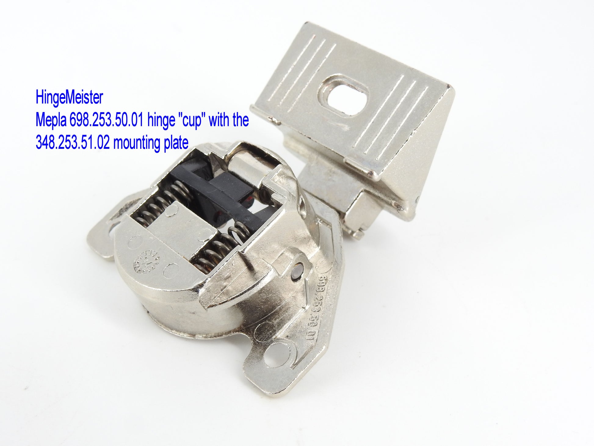 Mepla 698.253.53.01 - 1/2" Overlay - 348.253.51.02 - Round top hinge - Refurbished