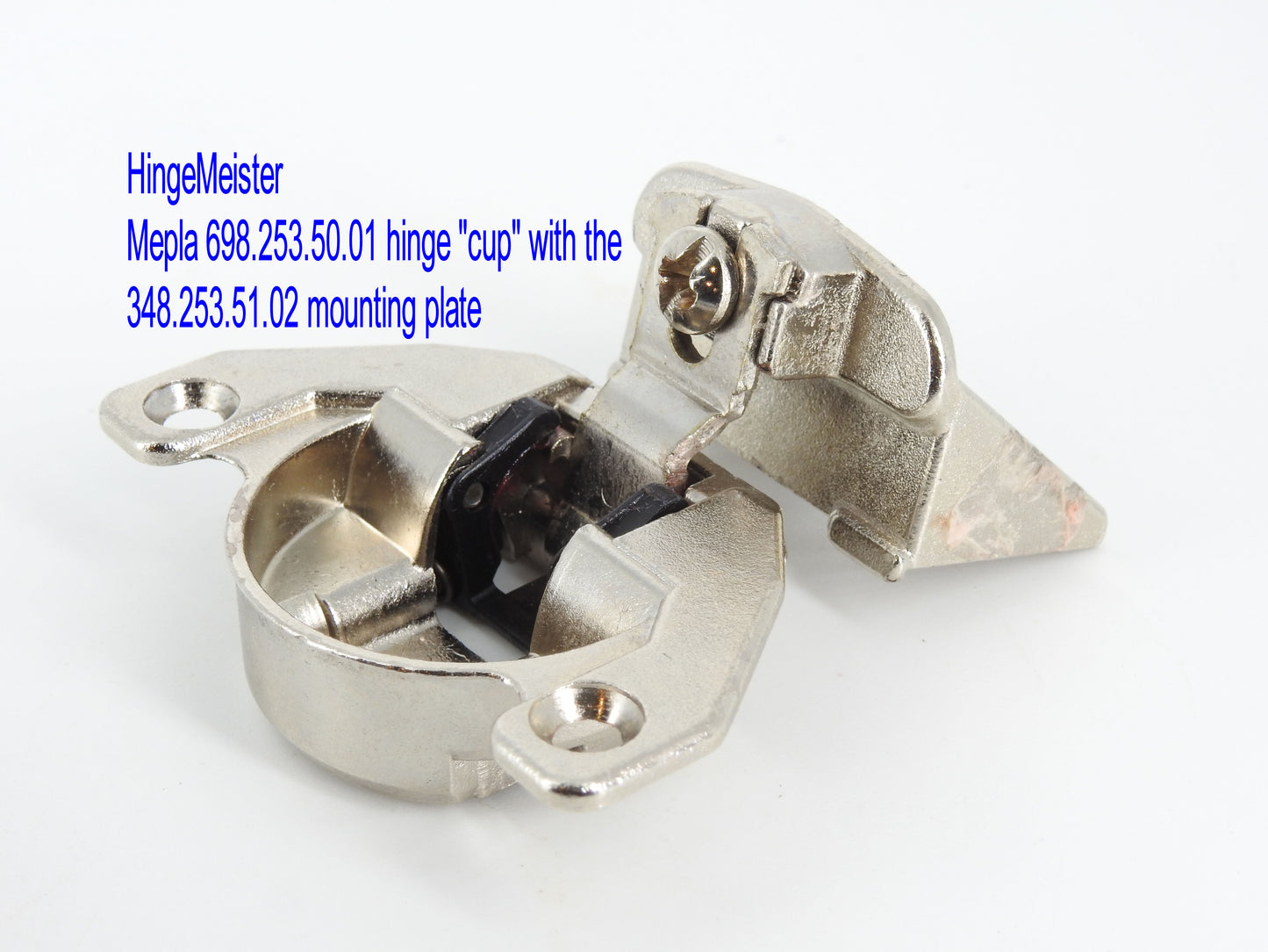 Mepla 698.253.53.01 - 1/2" Overlay - 348.253.51.02 - Round top hinge - Refurbished