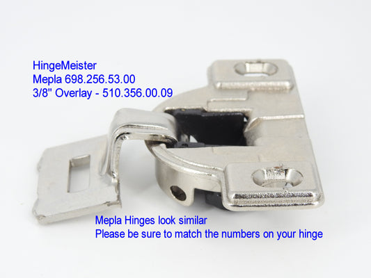 Mepla Cabinet hinge 698.256.53.00   3/8" overlay  510.356.00.09  Straight top