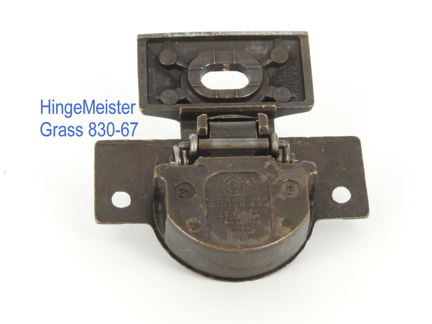 Grass 830-67 Bronze Hinge and mounting plate - Complete Hinge - Refurbished