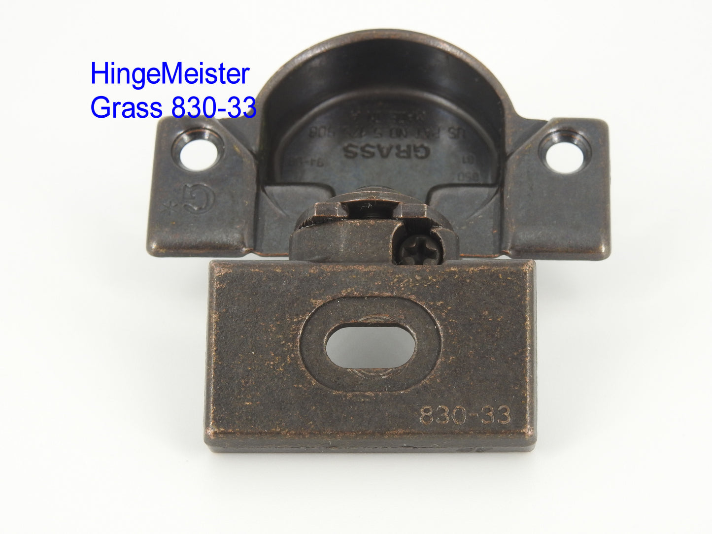 Grass 850 Hinge Cup with the  830-33 Bronze mounting plate - Complete Hinge