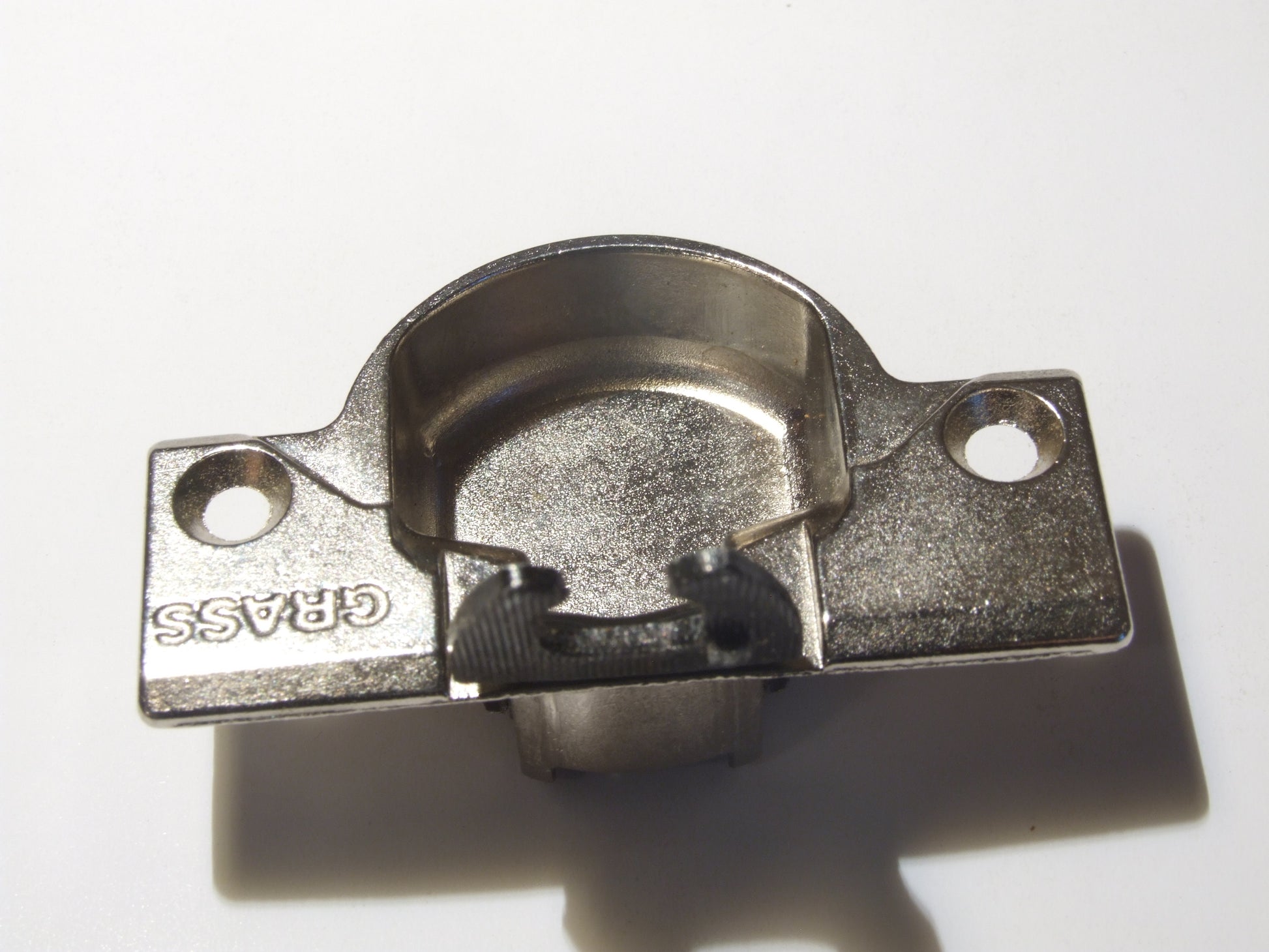 Grass 830 hinge cup in the Nickel finish