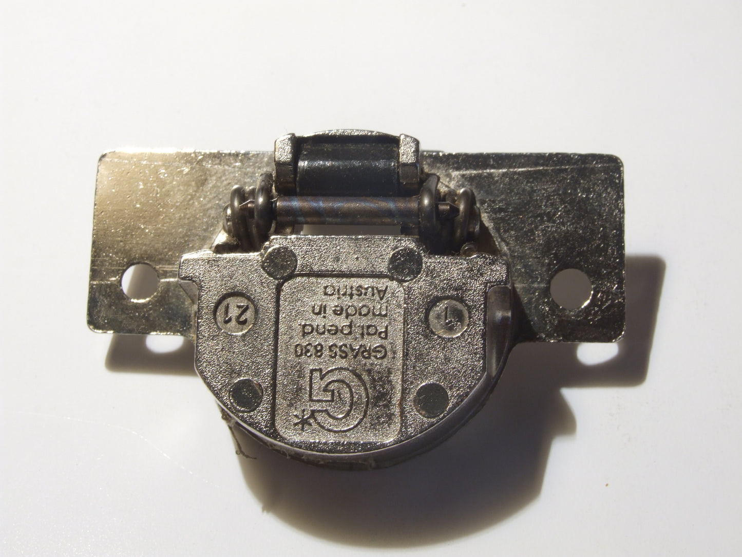 Grass 830 hinge cup in the Nickel finish